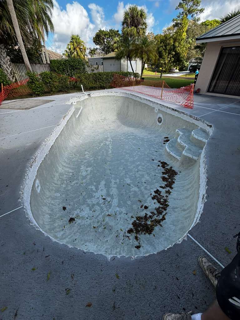 Completed pool resurfacing